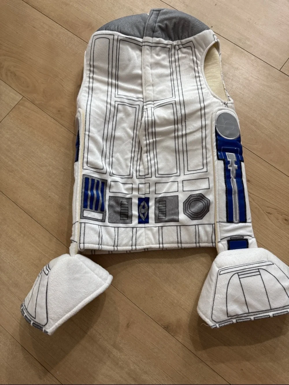 Star Wars R2-D2 White and Blue Kids Costume Vest with Hood - Picture 2 of 5